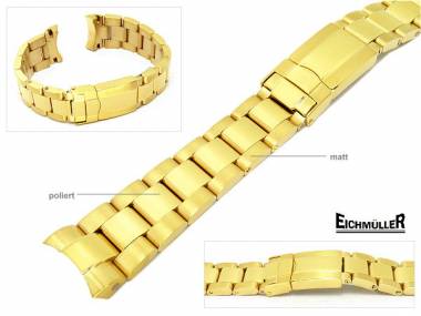 Uhrenarmband 20mm Edelstahl vergoldet massiv teilweise poliert passend f�r Rolex etc. von Eichm�ller - Bild vergr��ern 