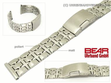 Edelstahl-Uhrenarmband 22mm massiv teilweise poliert elegant von BEAR - Bild vergr��ern 