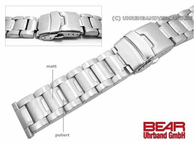 Edelstahl-Uhrenarmband 22mm Massiv-Optik teilweise poliert sportlich von BEAR - Bild vergr��ern 