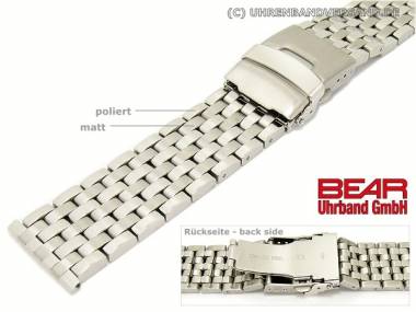 Edelstahl-Uhrenarmband 24mm Massiv-Optik teilpoliert klassisch von BEAR - Bild vergr��ern 