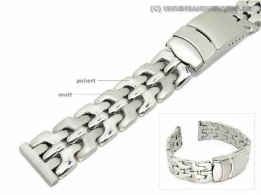 Uhrband Edelstahl 20mm massiv teilweise poliert Faltschlie�e - Bild vergr��ern 