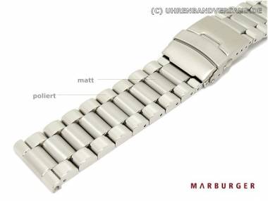 Uhrenarmband 24mm Edelstahl teilmassiv matt/poliert Faltschlie�e Marburger - Bild vergr��ern 