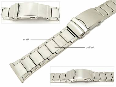 Uhrenarmband Edelstahl 24mm Faltschlie�e mit Bandverl�ngerung teilweise poliert elegant - Bild vergr��ern 