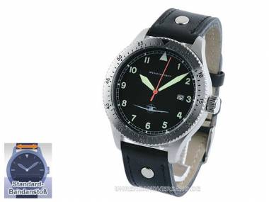 1a Angebot: Fliegeruhr (Quarz) Messerschmitt -ME 108-DR- Edelstahl geb�rstet (*AV*HU*) - Bild vergr��ern 