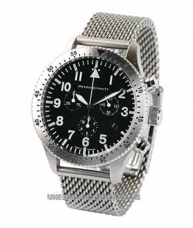 Fliegeruhr (Quarz) Messerschmitt -ME-5030M- Chronograph Edelstahl satiniert (*AV*HU*) - Bild vergr��ern 