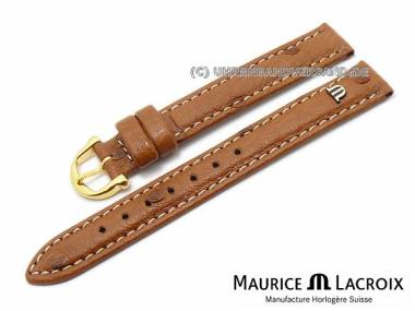 Ersatz-Uhrenarmband MAURICE LACROIX 13mm goldbraun echt Strau� helle Naht f�r Modell 29399 - Bild vergr��ern 