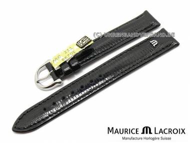 Ersatz-Uhrenarmband MAURICE LACROIX 17mm schwarz echt Eidechse abgen�ht f�r Modell 42526 - Bild vergr��ern 