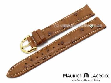 Ersatz-Uhrenarmband MAURICE LACROIX 19mm goldbraun echt Strau� helle Naht f�r Modell 18185 - Bild vergr��ern 