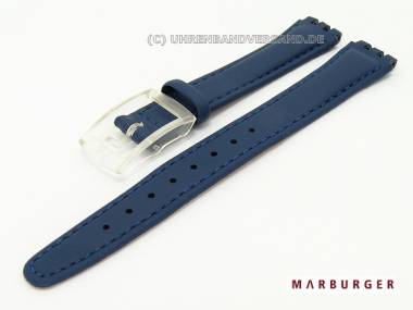 Uhrenarmband f�r Swatch 12mm dunkelblau Synthetik/Leder glatt - Bild vergr��ern 