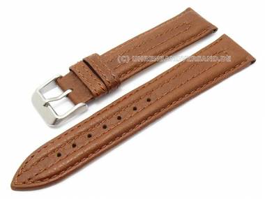 Uhrenarmband 22mm dunkelbraun Leder genarbt Doppelwulst - Bild vergr��ern 