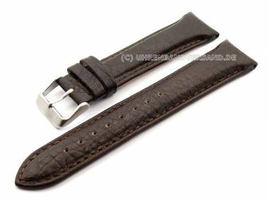 Uhrenarmband 24mm XL dunkelbraun Leder genarbt abgen�ht - Bild vergr��ern 