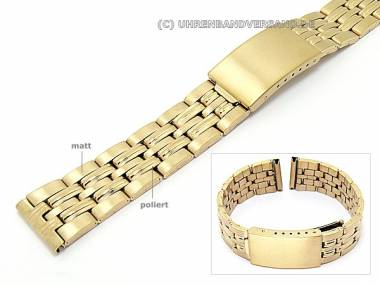 Uhrband Edelstahl 18mm vergoldet elegant teilweise poliert Faltschlie�e - Bild vergr��ern 