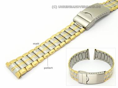 Uhrband Edelstahl XL bicolor 20mm elegant teilweise poliert Faltschlie�e - Bild vergr��ern 