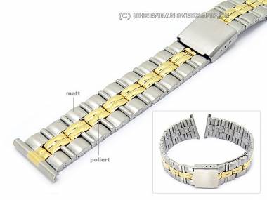 Uhrband Edelstahl 20mm bicolor sportlich-elegant teilweise poliert Faltschlie�e - Bild vergr��ern 