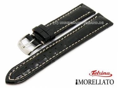 Uhrarmband echt Alligator 18mm schwarz helle Naht von MORELLATO Felsina (Schlie�enansto� 16 mm) - Bild vergr��ern 