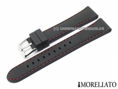 Uhrenarmband -Carezza- 24mm schwarz Silikon rote Kontrastnaht von MORELLATO (Schlie�enansto� 22 mm) - Bild vergr��ern 