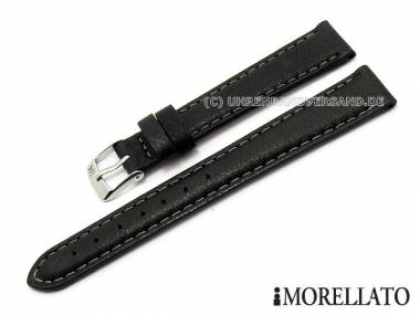 Uhrenarmband -Delta- 14mm schwarz fein genarbt graue Kontrastnaht MORELLATO (Schlie�enansto� 12 mm) - Bild vergr��ern 