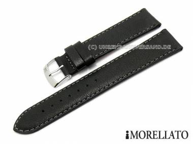 Uhrenarmband -Delta- 20mm schwarz fein genarbt graue Kontrastnaht MORELLATO (Schlie�enansto� 18 mm) - Bild vergr��ern 