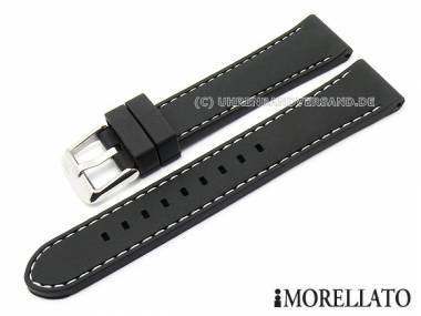 Uhrenarmband -Carezza- 24mm schwarz Silikon helle Kontrastnaht von MORELLATO (Schlie�enansto� 22 mm) - Bild vergr��ern 
