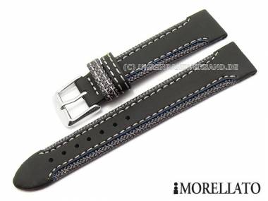 Uhrenarmband -Carving- 22mm schwarz/grau blaue Seitenkanten von MORELLATO (Schlie�enansto� 20 mm) - Bild vergr��ern 