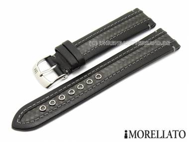 Uhrenarmband 24mm schwarz -Karate- Leder/Carbon wasserfest von MORELLATO (Schlie�enansto� 22 mm) - Bild vergr��ern 