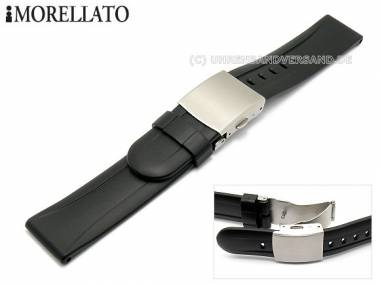 Uhrenarmband -Tevere- 22mm schwarz Gummi glatt Faltschlie�e von MORELLATO (Schlie�enansto� 20 mm) - Bild vergr��ern 