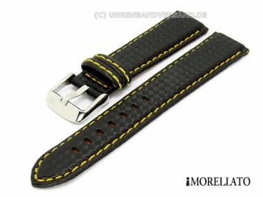 Uhrarmband 20mm schwarz -Biking- Carbon-Optik gelbe Naht von MORELLATO - Bild vergr��ern 