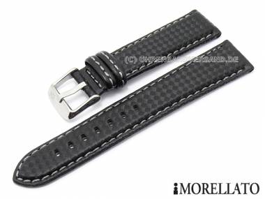 Uhrarmband 18mm schwarz -Biking- Carbon-Optik graue Naht von MORELLATO - Bild vergr��ern 