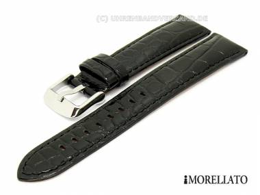 Uhrarmband 24mm schwarz -Ypsilon- Alligatorpr�gung gl�nzend von MORELLATO - Bild vergr��ern 