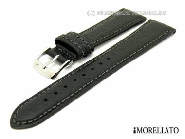 Uhrarmband -Wild Pekary- 20mm schwarz echt Peccary-Leder genarbt von MORELLATO - Bild vergr��ern 