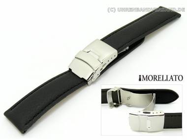 Uhrarmband -Challenge- 18mm schwarz Kalbsleder genarbt Faltschlie�e von MORELLATO - Bild vergr��ern 