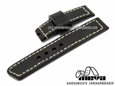 Handgefertigtes Uhrenarmband 22mm schwarz Rindleder fein genarbt abgen�ht (Schlie�enansto� 22 mm) - Bild vergr��ern 