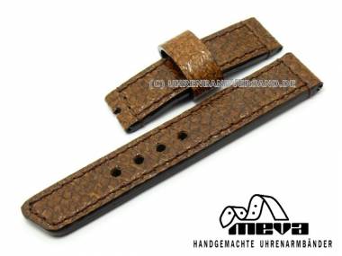 Handgefertigtes Uhrenarmband 22mm braun Lachs-Leder abgen�ht (Schlie�enansto� 22 mm) - Bild vergr��ern 