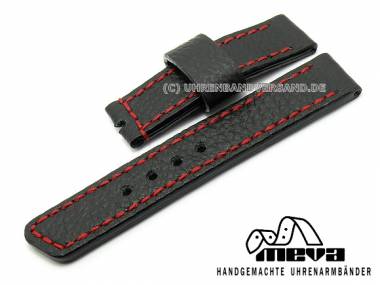Handgefertigtes Uhrenarmband 22mm schwarz echt B�ffel-Leder (Schlie�enansto� 22 mm) - Bild vergr��ern 
