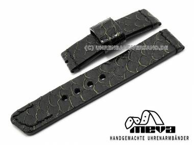 Handgefertigtes Uhrenarmband 24mm schwarz Tilapia teilweise abgen�ht (Schlie�enansto� 24 mm) - Bild vergr��ern 