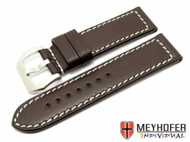 Uhrenarmband -Padua PNR- 26mm dunkelbraun helle Naht glatt MEYHOFER (Schlie�enansto� 26 mm) - Bild vergr��ern 