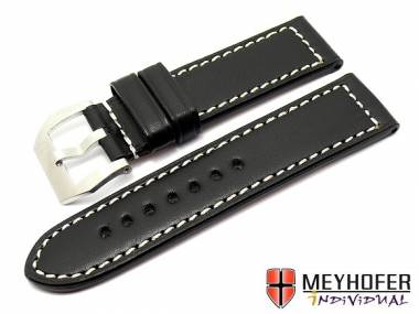 Uhrenarmband -Padua PNR- 22mm schwarz helle Naht glatt MEYHOFER (Schlie�enansto� 22 mm) - Bild vergr��ern 