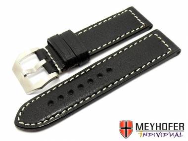 Uhrenarmband -Canberra PNR- 26mm schwarz helle Naht echt B�ffel MEYHOFER (Schlie�enansto� 26 mm) - Bild vergr��ern 