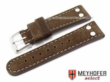 Uhrenarmband -Tarragona- XS 22mm d.braun B�ffelleder Fliegerband MEYHOFER (Schlie�enansto� 20 mm) - Bild vergr��ern 