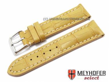 Uhrenarmband -Catania- XS 24mm gelb Alligpr�g. helle Naht MEYHOFER (Schlie�enansto� 20 mm) - Bild vergr��ern 