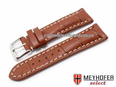 Uhrenarmband -Catania- XS 20mm rotbraun Alligpr�g. helle Naht MEYHOFER (Schlie�enansto� 18 mm) - Bild vergr��ern 