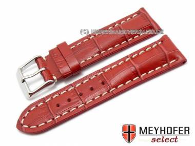 Uhrenarmband -Catania- XS 24mm rot Alligpr�g. helle Naht MEYHOFER (Schlie�enansto� 20 mm) - Bild vergr��ern 