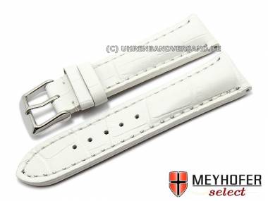 Uhrenarmband -Catania- XS 24mm wei� Alligpr�g. helle Naht MEYHOFER (Schlie�enansto� 20 mm) - Bild vergr��ern 