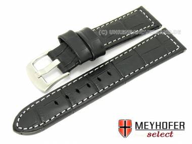 Uhrenarmband -Cartagena- 22mm schwarz Allig-pr�g. Leder f�r Panerai MEYHOFER (Schlie�enansto� 20 mm) - Bild vergr��ern 
