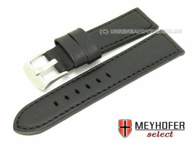 Uhrenarmband -Linares- 20mm schwarz glatt echtes Kalbleder von MEYHOFER (Schlie�enansto� 18 mm) - Bild vergr��ern 