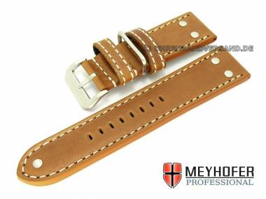 Uhrenarmband -Eindhoven-  26mm hellbraun Fliegerbandoptik glatt von MEYHOFER (Schlie�enansto� 24 mm) - Bild vergr��ern 