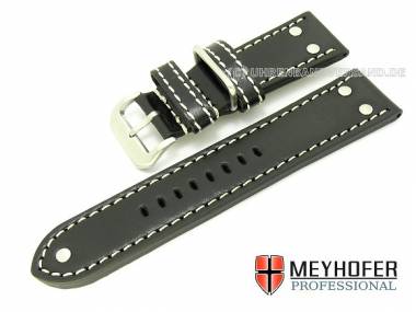 Uhrenarmband -Eindhoven-  26mm schwarz Fliegerbandoptik glatt von MEYHOFER (Schlie�enansto� 24 mm) - Bild vergr��ern 
