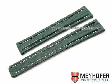 Uhrenarmband -Genua- 15mm gr�n Hai wei�e Naht f�r Breitling von MEYHOFER (Schlie�enansto� 14 mm) - Bild vergr��ern 