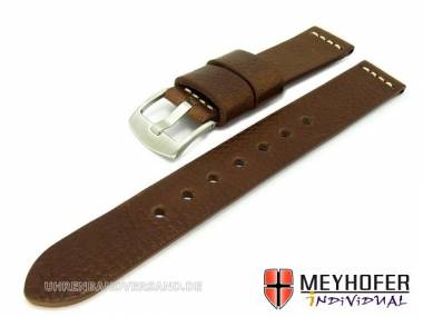Uhrenarmband -Messina XL- 24mm dunkelbraun echt Leder genarbt von MEYHOFER (Schlie�enansto� 24 mm) - Bild vergr��ern 