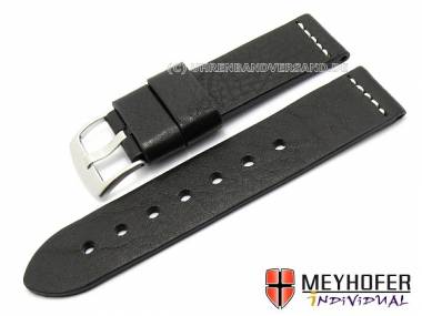 Uhrenarmband -Messina- 18mm schwarz echt Leder genarbt von MEYHOFER (Schlie�enansto� 18 mm) - Bild vergr��ern 
